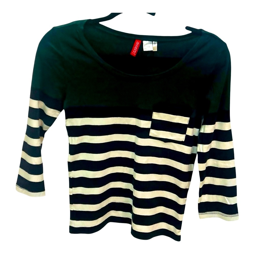 💫DIVIDED by H&M Women’s 3/4 Sleeves Cotton Striped Jersey w Pocket